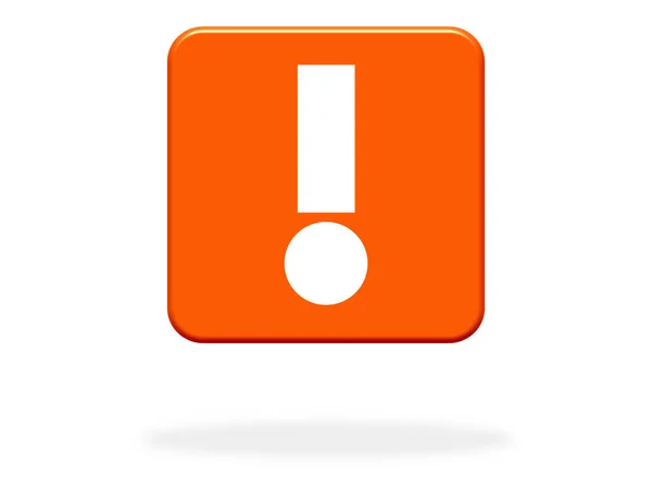 Ikona Wykrzyknika Pomarańczowym Przycisku Ostrzeżenie Wskazówka Lub Porady — Zdjęcie stockowe