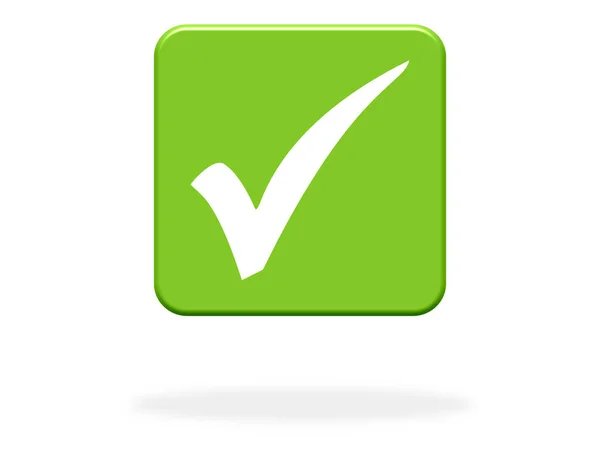 Marque Icono Botón Verde Comprobar Confirmar Solución —  Fotos de Stock
