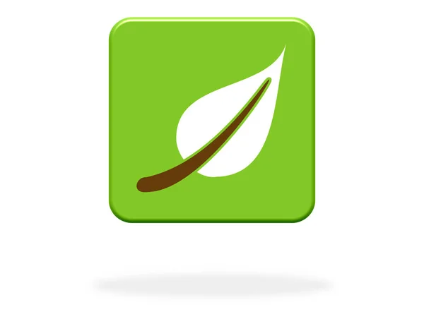 Ikona Liści Zielony Przycisk Zrównoważony Rozwój Składniki Organiczne Lub Wegańskie — Zdjęcie stockowe