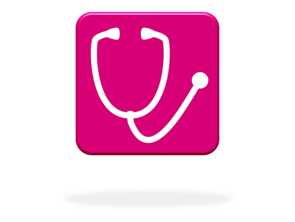 Stethoscope Icon Pink Button Doctor Hospital Medical Check — стокове фото