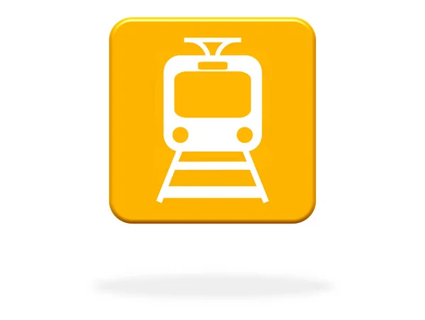 オレンジボタンの鉄道アイコン 公共交通機関や鉄道駅 — ストック写真