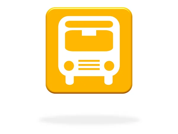 Bus Icon Orange Button Public Transport Shuttle Bus — Stock Photo, Image