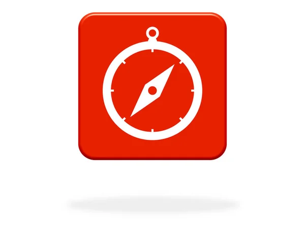 Kompass Symbol Auf Rotem Knopf Strategie Oder Orientierung — Stockfoto