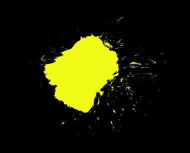 Siyah arkaplanda sarı boya fırçası lekesi