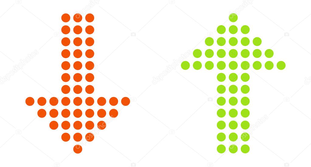 Dotted Arrows red and green showing up and down