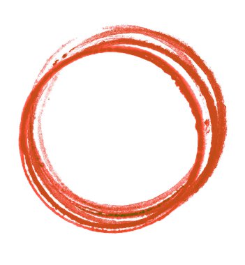 Beyaz zemin üzerinde şablon veya boya fırçasıyla yapılmış kırmızı daire