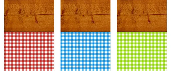 Dřevěné Textury Tradiční Kostkované Ubrusy Červené Blu Zelené — Stock fotografie