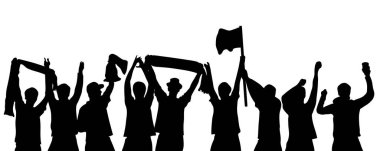 Siyah Siluet 'in ponpon futbol, futbol, spor veya müzik hayranları