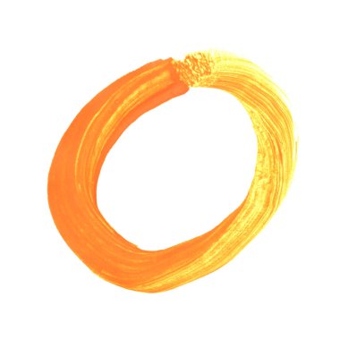 Sarı turuncu boya fırçasıyla boyanmış el boyası yüzük ya da daire