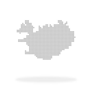 Kara İzlanda - Gölgeli gri noktalardan oluşan siluet kontur simgesi