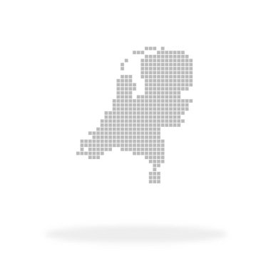 Hollanda Toprakları - Gölgeli gri noktalardan oluşan siluet kontur simgesi