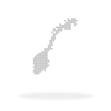 Kara Norveç - Gölgeli gri noktalardan oluşan siluet kontur simgesi