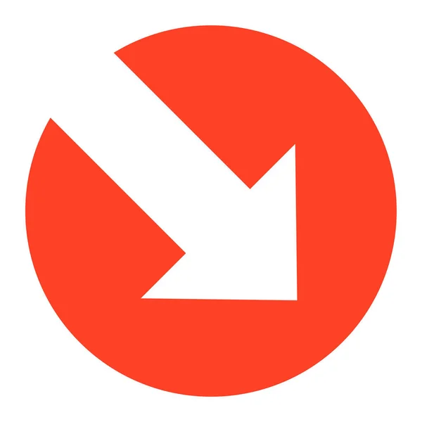 Círculo Rojo Con Icono Flecha Blanca Simple Que Muestra Diagonal — Foto de Stock