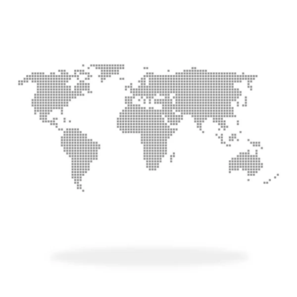 Mapa Světa Silueta Obrysu Šedých Teček Stínem — Stock fotografie