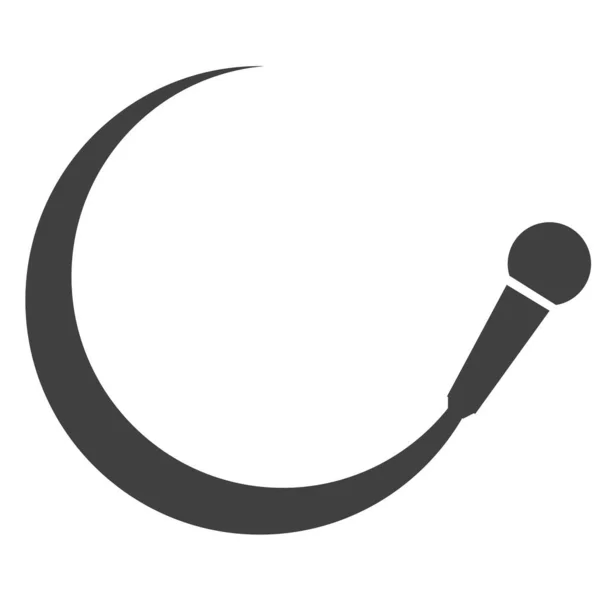 Curva Gris Oscuro Con Micrófono Símbolo Plantilla Para Grabación Podcast — Foto de Stock