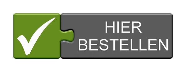 Order Here German Language Puzzle Button Illustration — Stock Photo, Image