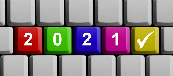 Colurful Computer Keyboard Year 2021 — Stock Photo, Image