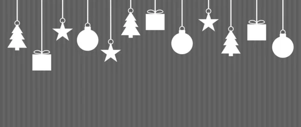 ストライプと白のクリスマスの装飾とクリスマスカードのためのダークグレーホワイトテンプレート — ストック写真