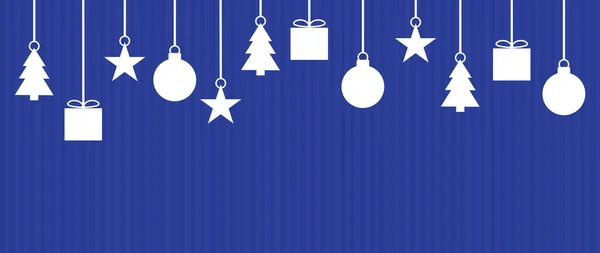 ストライプと白のクリスマスの装飾とクリスマスカードのためのダークブルーホワイトテンプレート — ストック写真