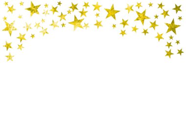 Yılbaşı kartı şablonu: Sarı grunge yıldızları kopya alanı ile çerçeve