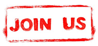 Us Banner 'a Katıl: Şablon metinli kırmızı kauçuk çerçeve