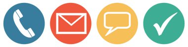 Bağlantı gösteren 4 renkli düğme: Yardım hattı / Telefon, E-posta / Mektup, Sohbet