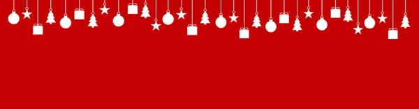 Banner Rojo Clásico Con Decoración Navidad Blanca —  Fotos de Stock