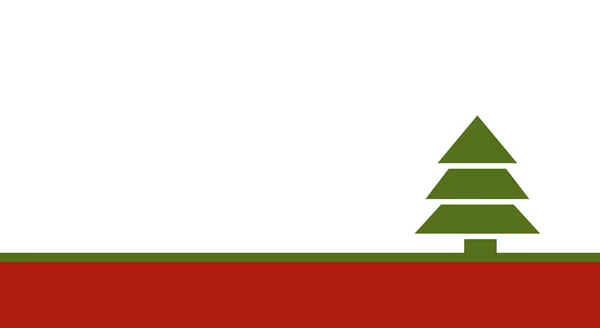 Modello Carta Natale Minimalista Semplice Con Abete Colore Rosso Verde — Foto Stock