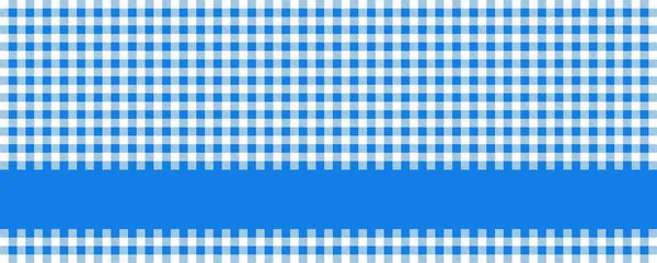 Banner Toalha Mesa Xadrez Azul Branco Com Listra Para Texto — Fotografia de Stock