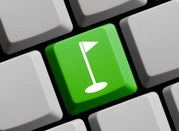 Groene Computer Toetsenbord Tonen Golfbaan — Stockfoto
