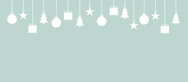Minimalistic christmas banner with decoration on light blue background