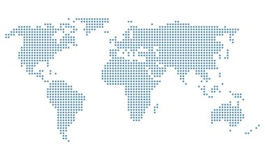 Mavi renkli basit noktalı dünya haritası