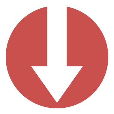 Beyaz Ok sembollü kırmızı yuvarlak düğme