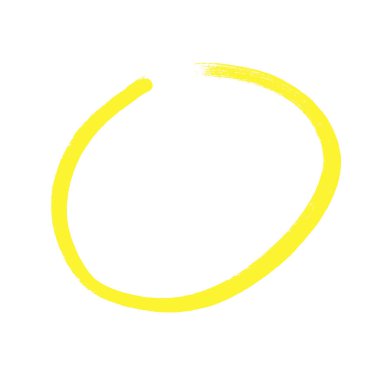 Sarı renkli el çizimi kalem çemberi.