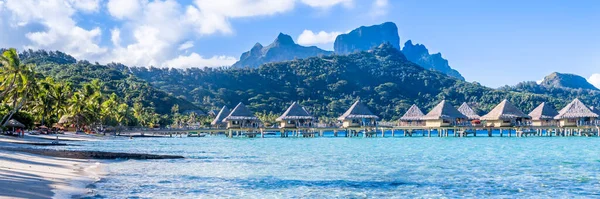 Bora Bora Adası Fransız Polinezyası Panoramik Manzaralı Web Pankartı Inanılmaz — Stok fotoğraf