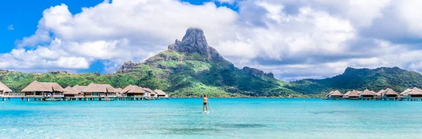 Isla Bora Bora Polinesia Francesa Banner Web Vista Panorámica Esta —  Fotos de Stock