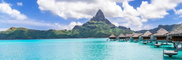 Wyspa Bora Bora Polinezja Francuska Baner Widoku Panoramicznym Mazing Beach — Zdjęcie stockowe