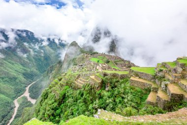 Machu Picchu, bir Peru Tarihi Mabedi ve UNESCO Dünya Mirası Alanı. Dünyanın Yeni Yedi Harikası 'ndan biri. Cuzco.
