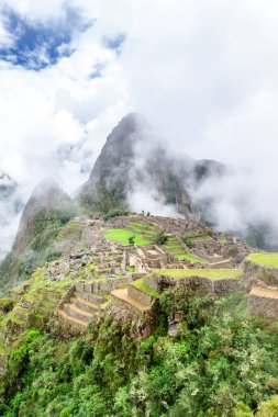 Machu Picchu, bir Peru Tarihi Mabedi ve UNESCO Dünya Mirası Alanı. Dünyanın Yeni Yedi Harikası 'ndan biri. Cuzco.
