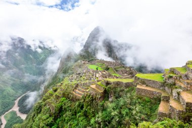 Machu Picchu, bir Peru Tarihi Mabedi ve UNESCO Dünya Mirası Alanı. Dünyanın Yeni Yedi Harikası 'ndan biri. Cuzco.