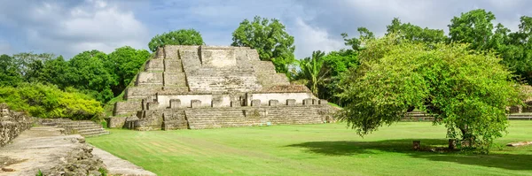 Belize America Centrală Templul Altun Banner Web Vizualizare Panoramică — Fotografie, imagine de stoc
