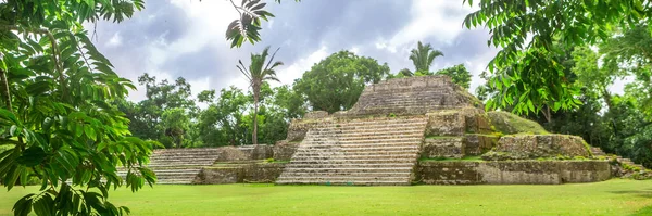 Belize Střední Amerika Chrám Altun Webový Banner Panoramatickém Zobrazení — Stock fotografie