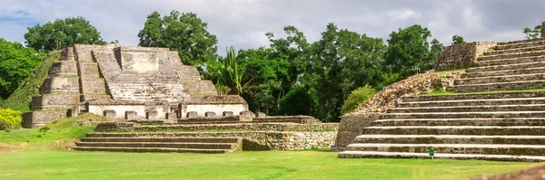 Belize Střední Amerika Chrám Altun Webový Banner Panoramatickém Zobrazení — Stock fotografie