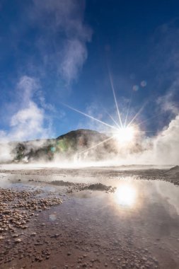 El Tatio gayzerleri, San Pedro de Atacama, Şili. Güney Amerika.