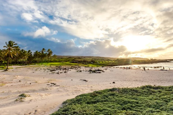 Anakena Beach Auf Der Osterinsel Rapa Nui Chile Südamerika — Stockfoto