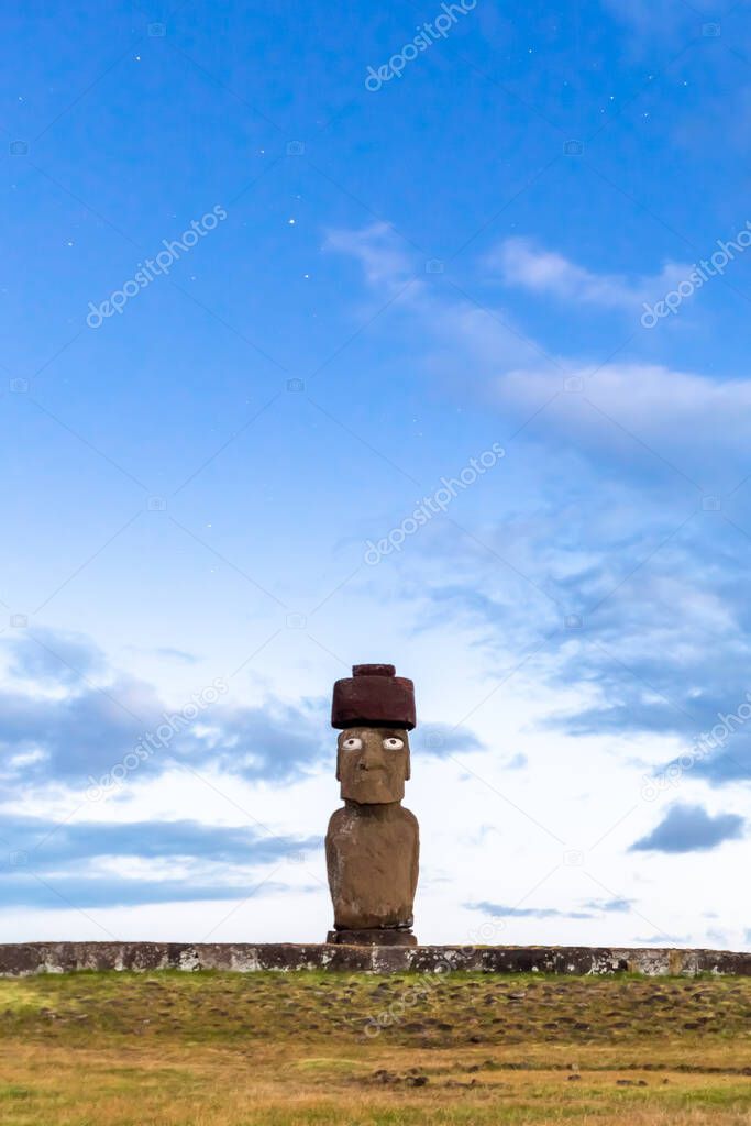 Easter Island, Moais in Ahu Vai Uri, Tahai Archaeological Complex, Rapa Nui National Park, Chile. South America.