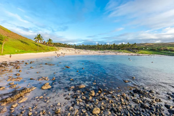 Praia Anakena Ilha Páscoa Rapa Nui Chile América Sul — Fotografia de Stock