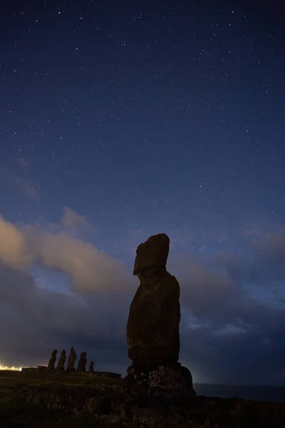 Isla Pascua Moais Ahu Vai Uri Complejo Arqueológico Tahai Parque — Foto de Stock