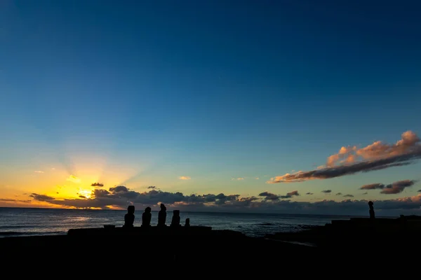 Paaseiland Moais Ahu Vai Uri Tahai Archeologisch Complex Rapa Nui — Stockfoto