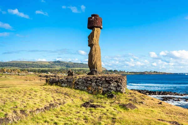 Osterinsel Moais Ahu Vai Uri Archäologischer Komplex Tahai Rapa Nui — Stockfoto
